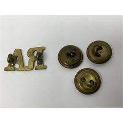 Two Services Rendered badges Nos.B23060 and B201341; two MSO BAOR (Mixed Services Organisation British Army of the Rhine) badges; small quantity of shoulder titles, lapel/sweetheart brooches, buttons and non-military related items