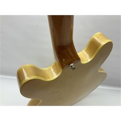 Epiphone Casino NA semi-acoustic guitar with natural maple finish and P90 pick-ups, serial no.19061529340, L105cm overall; in original hard carrying case