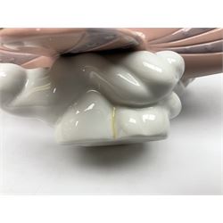 Lladro figure, Don't Look Down, modelled as a girl and boy in a plane, sculpted by Joan Coderch, no 5698, year issued 1990, year retired 2004, H17cm