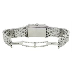 Jaeger-LeCoultre Reverso Duoface Night & Day gentleman's stainless steel manual wind wristwatch, Ref. 270.8.54, silvered dial with Arabic numerals with subsidiary seconds dial, reversing to a second black engine turned dial, Arabic and dagger numerals, subsidiary day/night dial, on Jaeger-LeCoultre stainless steel bracelet, boxed with service papers dated 2019 and 2020 and additional links