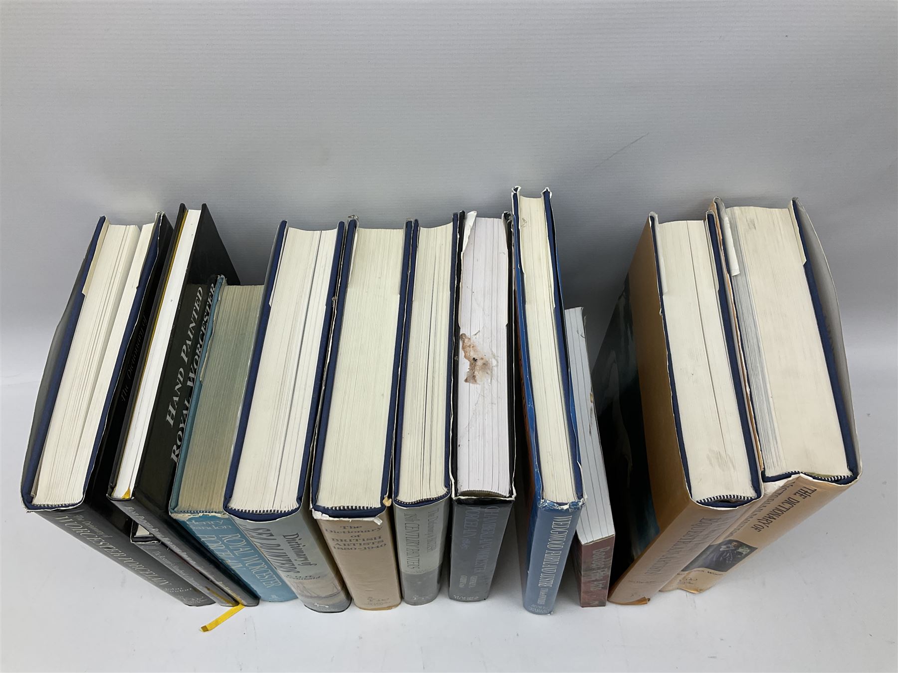 Group of Fine Art and Antique reference books, to include examples on Victorian painters, equestrian artists, Worcester porcelain, etc. 
