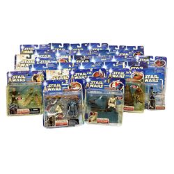 Star Wars - twenty-nine carded action figures comprising fourteen Attack of the Clones; six The Empire Strikes Back; four Return of the Jedi; and five others; all unopened blister packs (29)
