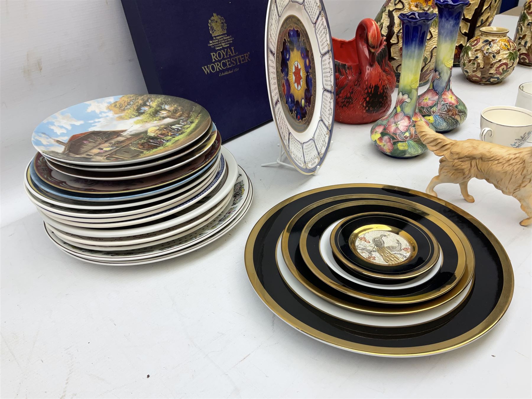 Tony Wood Indian Tree pattern jug and three vase, together with pair of Old Tupton Ware square baluster vases, and other ceramics, in two boxes