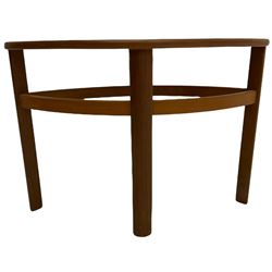 Nathan Teak - mid 20th century teak nest of tables, circular glass top and three oval nesting tables