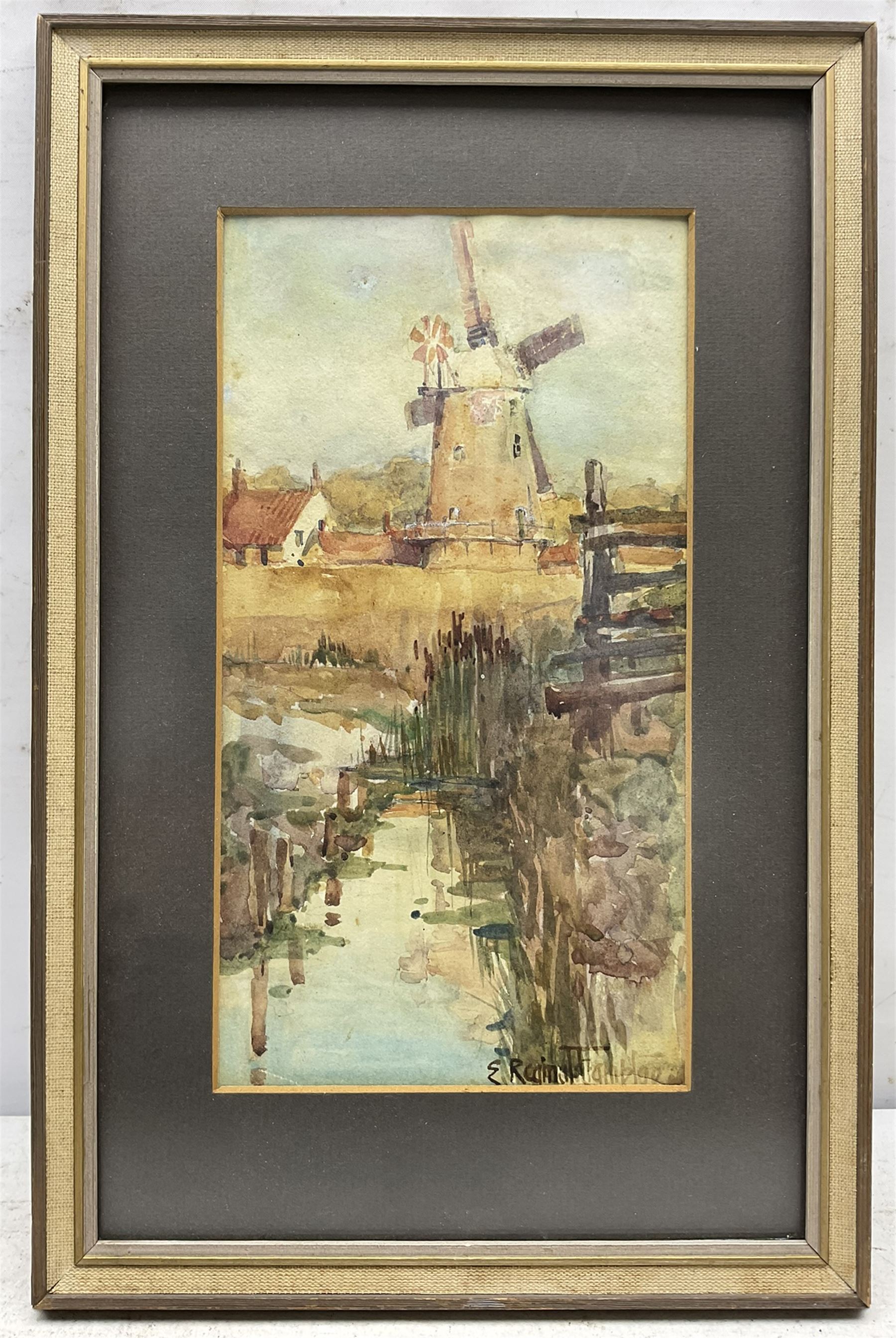 Edward Reginald Frampton (British 1870-1923): ‘The Mill’, watercolour signed and dated 1900, titled verso 27cm x 14cm