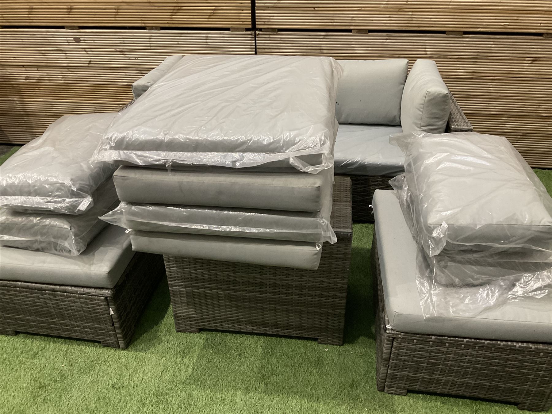 Rattan garden sofa set, with spare cushions  - THIS LOT IS TO BE COLLECTED BY APPOINTMENT FROM DUGGLEBY STORAGE, GREAT HILL, EASTFIELD, SCARBOROUGH, YO11 3TX