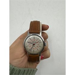 Six gentleman's wristwatches, including Avia, La Carre and Le Chat examples, together with a Smiths shockproof stop watch and a Sekonda stop watch, and a collection of spare watch straps