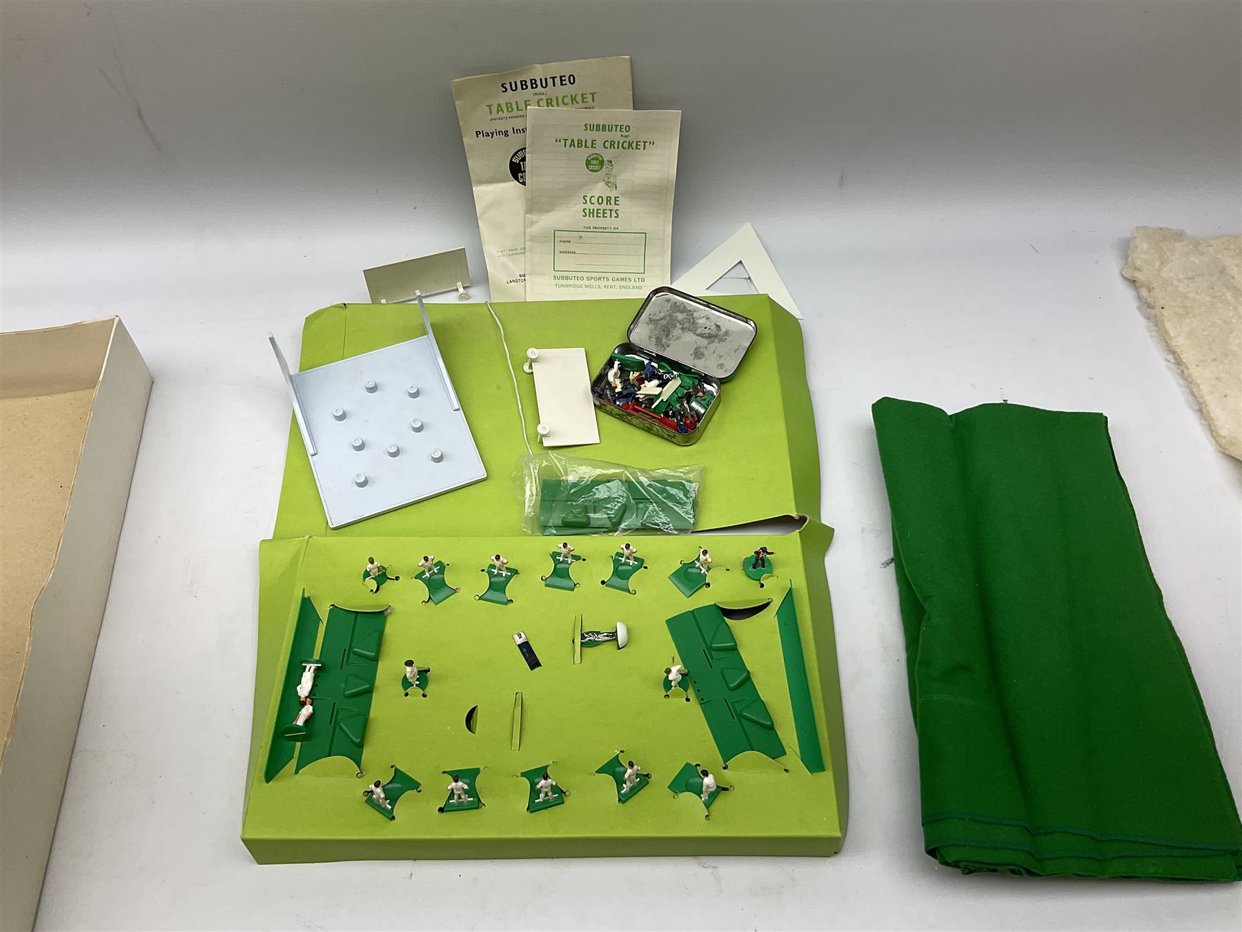 Subbuteo - 1970s Football Express 5-a-side table football game; together with Test Match Edition Table Cricket; both boxed with instructions (2)