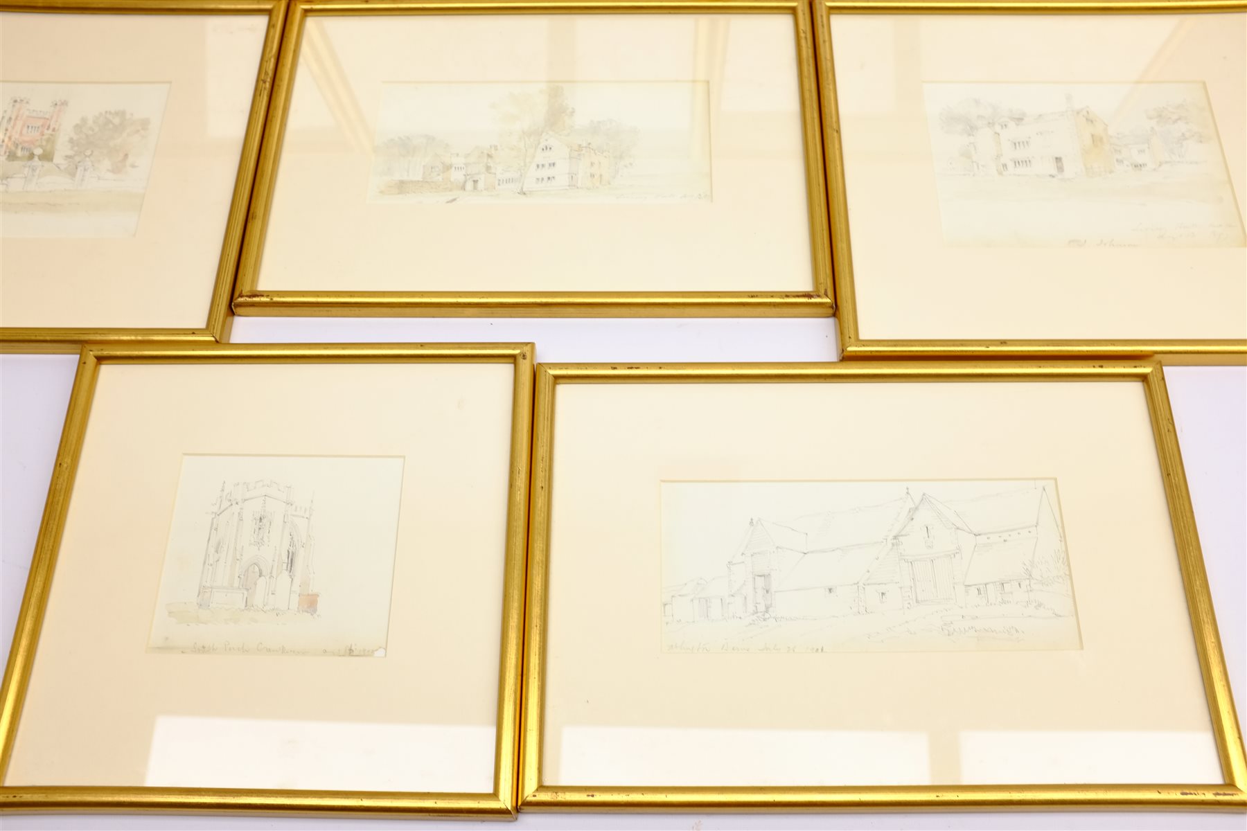 John Johnson (British 1843-1920): Architectural Studies, eight pencil and watercolour sketches variously signed, titled and dated, max 13cm x 20cm (8) 
Notes: Johnson was a British architect most notable for designing the Jubilee Clock Tower in Brighton; these sketches were taken from his Architectural Association sketchbook 1897-1904.
