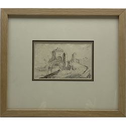 Continental School (Early 18th century): Study of a Toll Bridge, pen and ink dated 1723, 11cm x 17cm