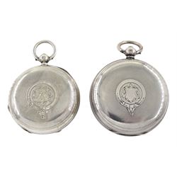 Victorian silver half hunter key wound lever pocket watch movement inscribed Mark Lever?, Manchester, No. 13772, case by Charles Cooke, Chester 1892 and an open face keyless lever pocket watch by H. Samuel, Manchester, No. 155622, case by Fattorini & Sons Ltd, Birmingham 1890