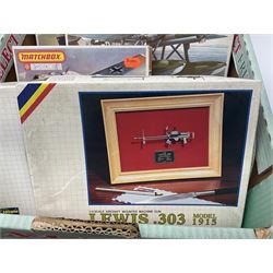 Twelve scale model kits, comprising ten model aircraft kits from Hasegawa, Nichimo, Fujimi and Matchbox, and two further Hasegawa 1:8 scale aircraft mounted machine gun kits, in two boxes 
