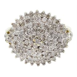 9ct gold diamond chip cluster ring, with