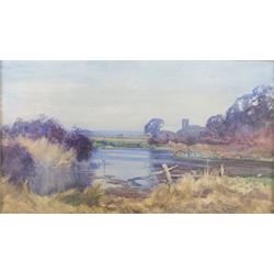 English School (19th Century): Summer Evening on a River, watercolour unsigned 29cm x 52cm