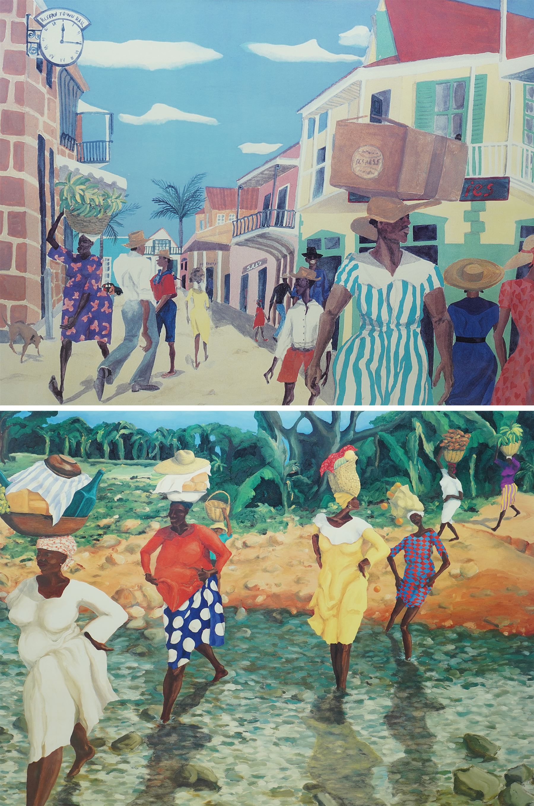 Tiffany Erwin Cant (American 1954-): '12:15' and 'Falling Fruit', pair of limited edition lithographs numbered 240/400 and 383/400, 51cm x 68cm (2)