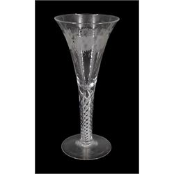 Large 19th century wine glass, the drawn