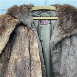 Four ladies three quarter length fur coats, by Dysons Furriers Ltd, Commercial St, Leeds, comprising of a light brown mink fur coat, two dark brown mink fur coats and another brown fur coat.  