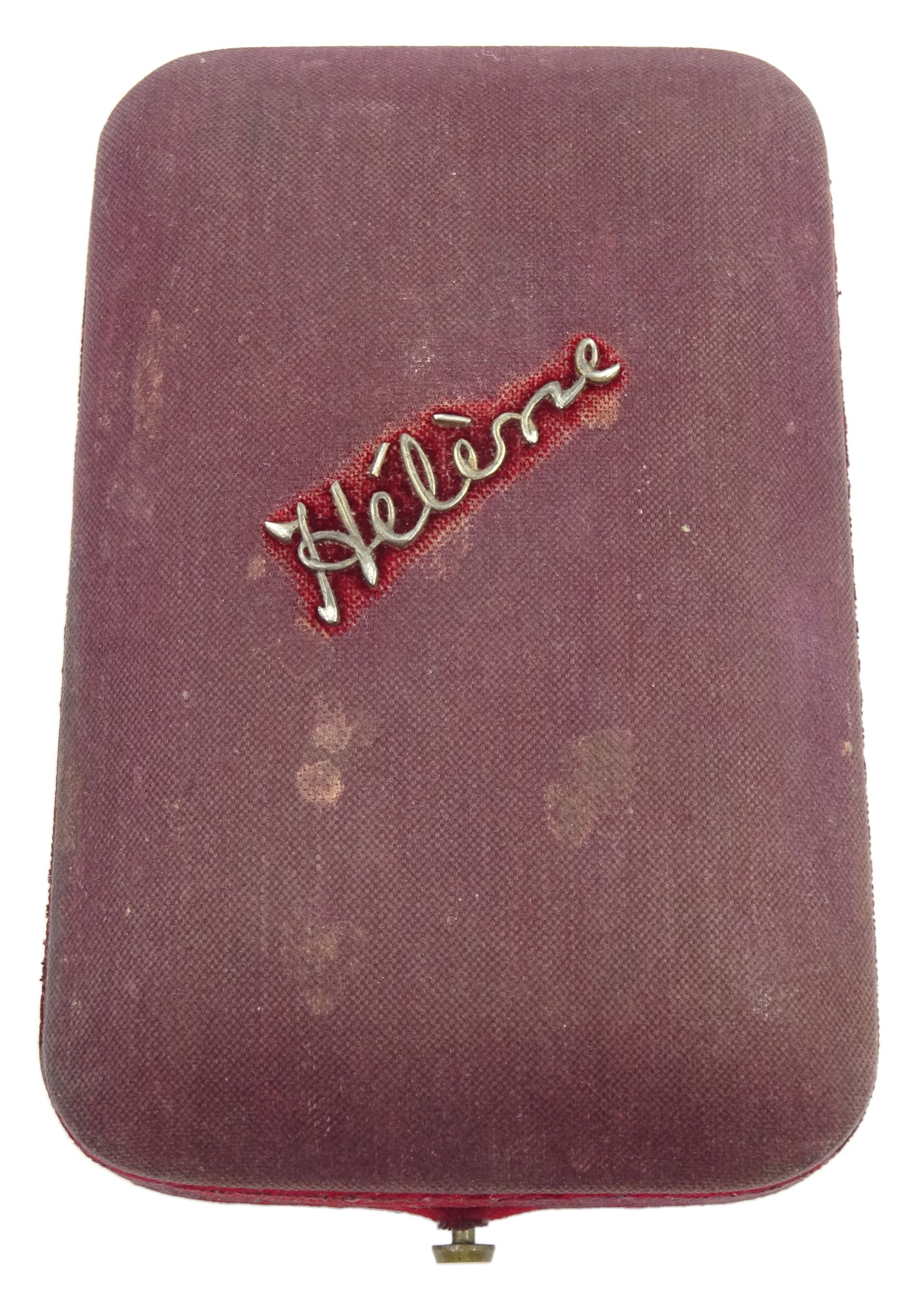 Swiss 14ct gold open face keyless cylinder ladies fob watch, white enamel dial with Roman numerals, guilloche red enamel decorated with Fleur de Lys and split seed pearl surround, case No. 285674 with Swiss export hallmarks and engraved horse, with German silver red enamel and split pearl bow attachment stamped 800, in personalised silk lined case by J.C Vickery, Regent street