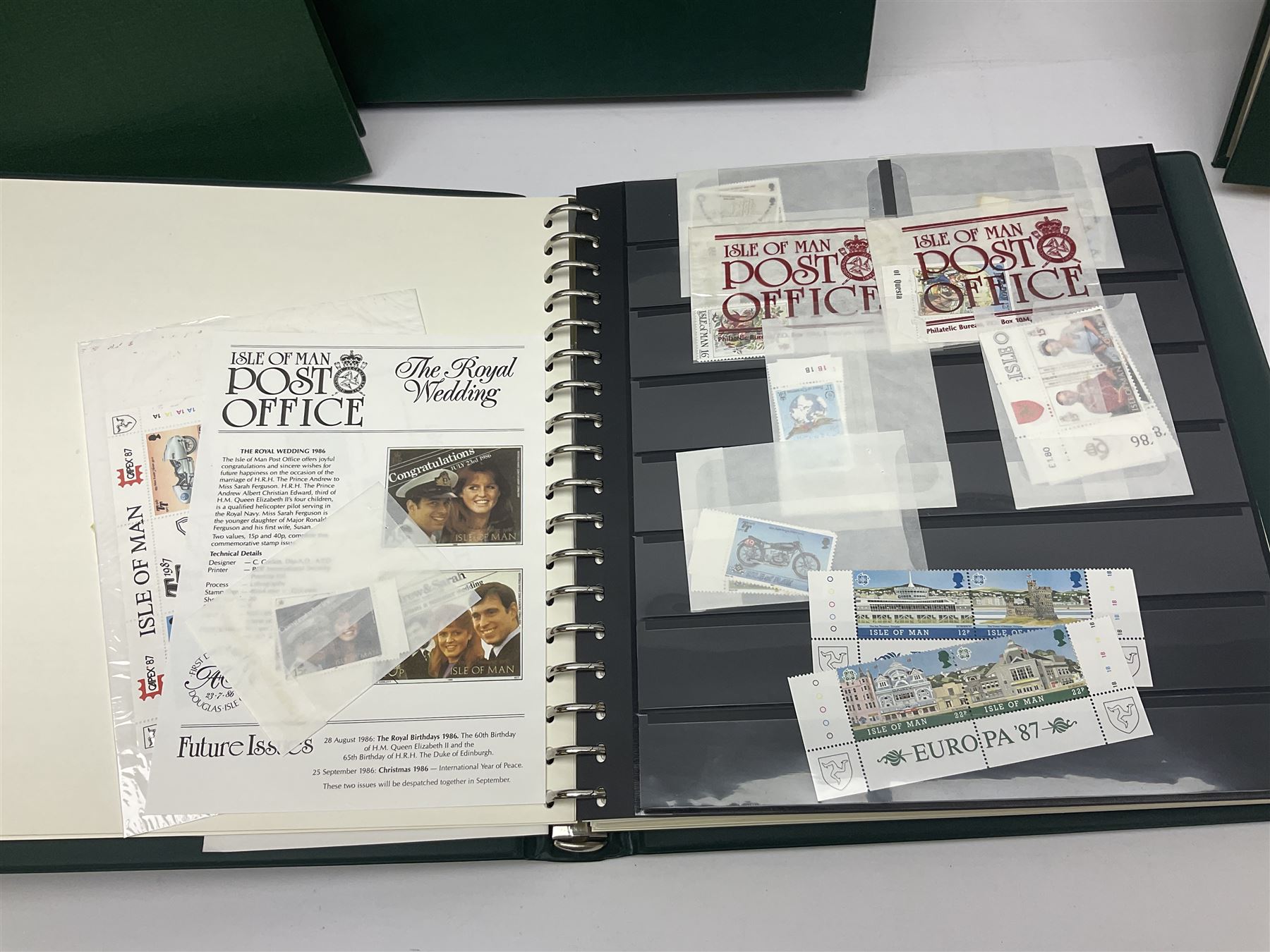 Mostly Queen Elizabeth II Great Britain and Isle of Man stamps including mint examples, housed in various albums, stockbooks and loose, in one box