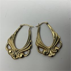 Pair of 9ct gold openwork hoop earrings, hallmarked