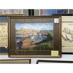 After Tony Kentuck set four courtroom cartoon prints, together with vintage reproduction of 19th Century advert, and further cartoons and prints (15)