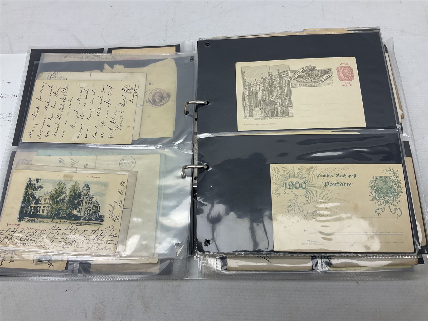 Queen Victoria and later Great British and World postal history, including postal stationary, mourning covers, QV Natal one penny stamps on cover, registered letters, postmark interest etc, housed in a ring binder folder