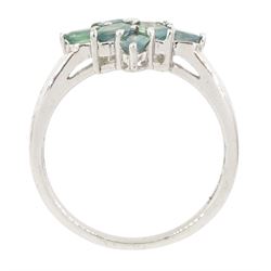 9ct white gold oval cut alexandrite cluster ring, hallmarked