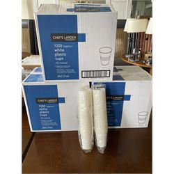 Large quantity of white plastic and polystyrene cups, hot and cold,  with paper cup holders- LOT SUBJECT TO VAT ON THE HAMMER PRICE - To be collected by appointment from The Ambassador Hotel, 36-38 Esplanade, Scarborough YO11 2AY. ALL GOODS MUST BE REMOVED BY WEDNESDAY 15TH JUNE.