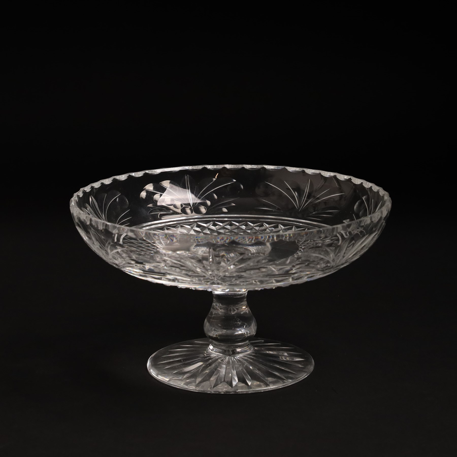 Stuart Crystal Beaconsfield pattern bowl on short pedestal foot  foot, 17cm