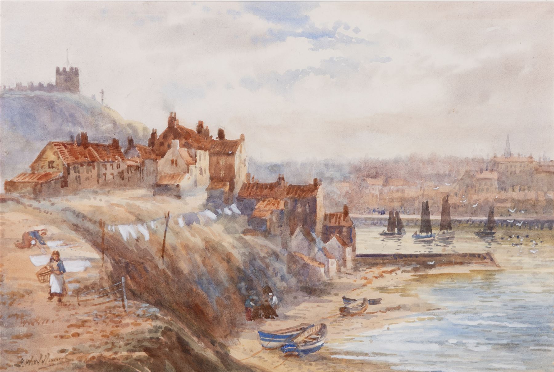 John Wynne Williams (British fl.1900-1920): View of Upper Harbour and Henrietta Street - Whitby, pair of watercolours signed 23cm x 34cm (2)
