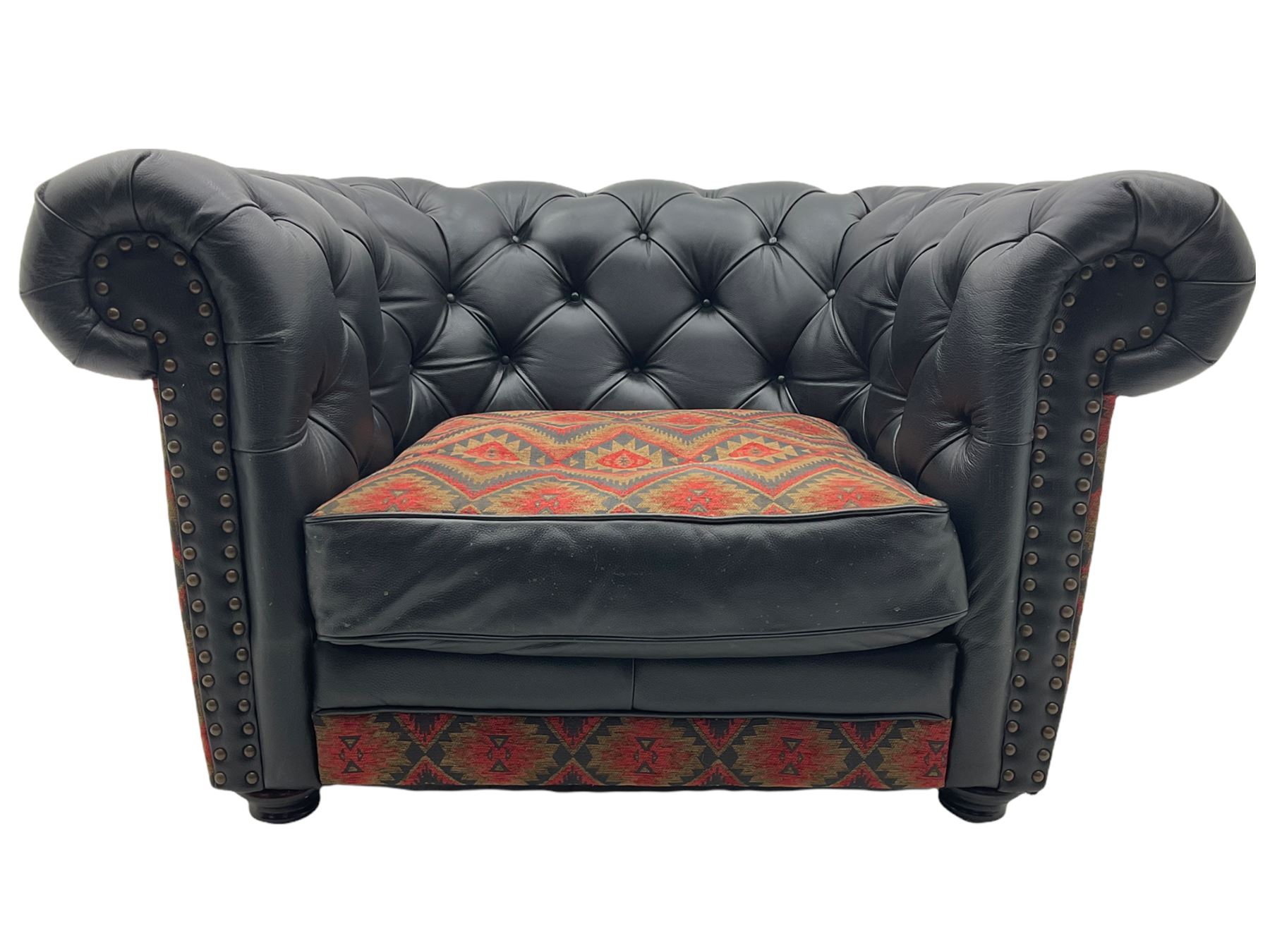 Barker and Stonehouse chesterfield armchair, upholstered in buttoned