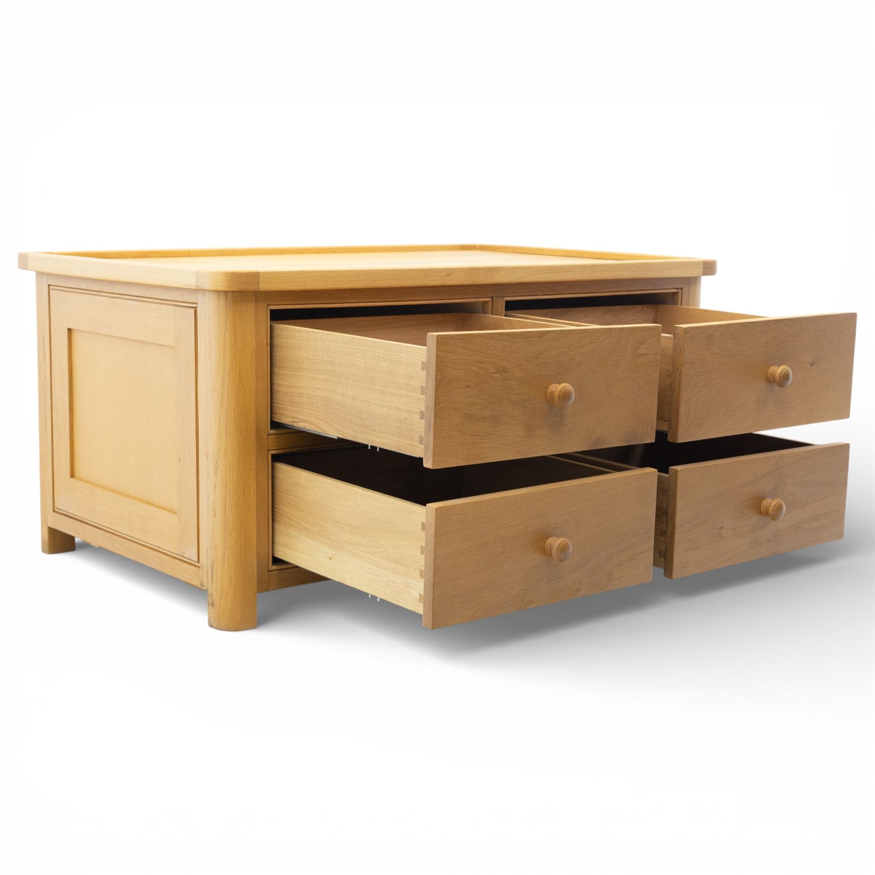 Gibson of Whitby - craftsman made oak coffee table fitted with four drawers