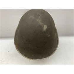 WW2 British Mk III steel combat helmet with textured finish and original liner