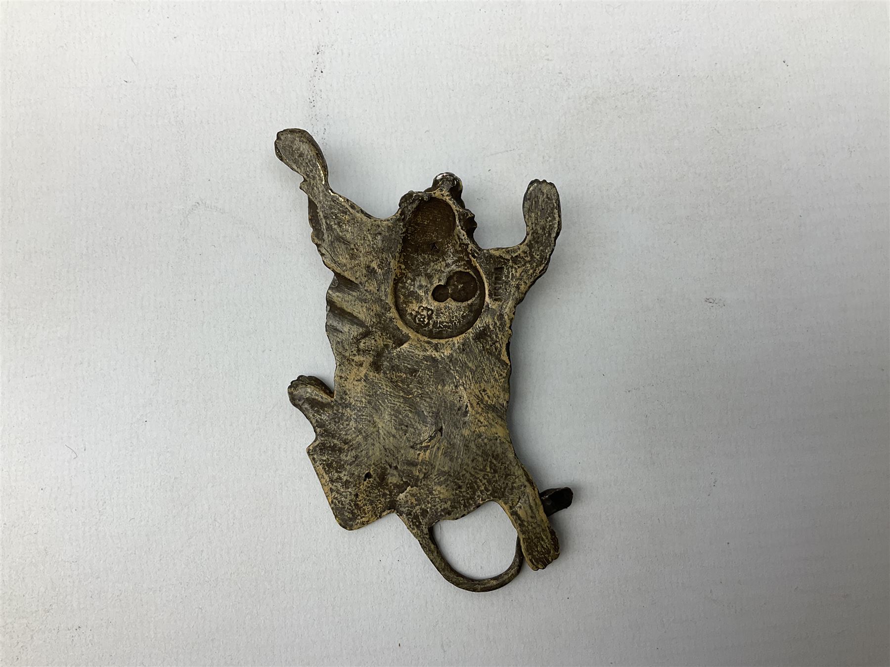 Attributed to Franz Xavier Bergman, cold painted bronze modelled as a lion skin, stamped beneath with B within an amphora and Austria, L10cm