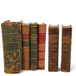 Pierre de L'Estoile - 'Journal des Choses Memorables Advenues de Henry III' published in French by P Marteau, Cologne two volumes 1720 in full calf (2), De Vigny, Alfred - 'Theatre Complet' pub. 1848 half calf, 'Cinq-Mars' pub 1898, De Stendhal - 'La Peintre en Italie' 1864 and H Taine - 'Voyage en Italie' two volumes bound together 1880, all published in French (4)