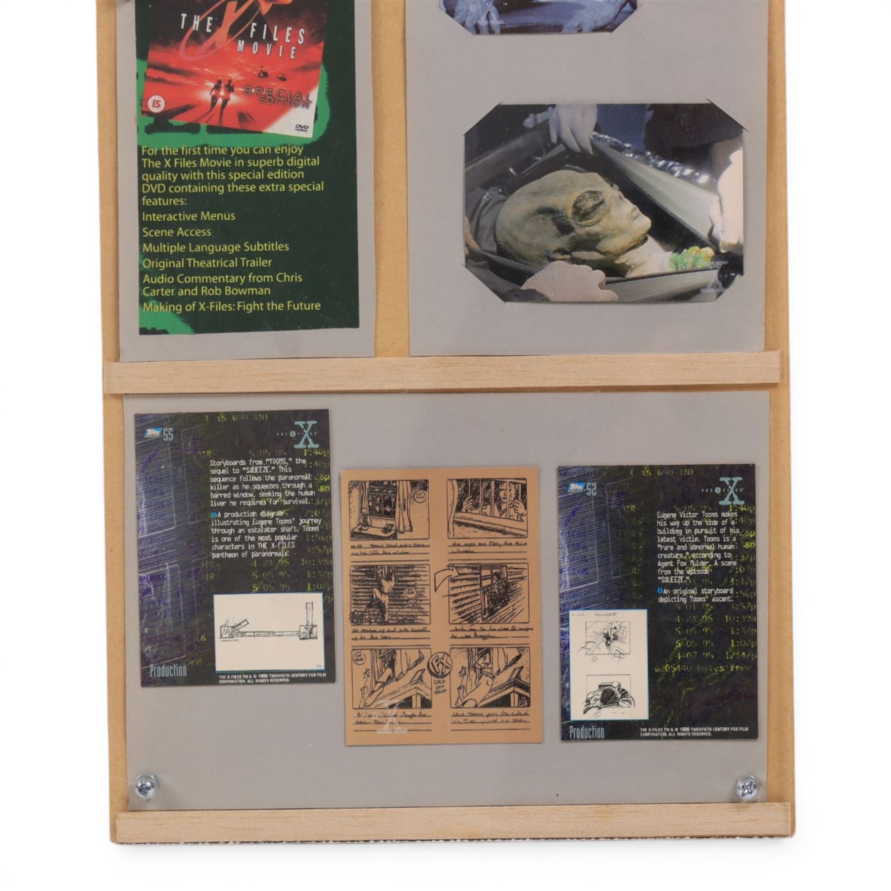 The X Files montage, including cast images, stills and advertisements, within acrylic frame, together with a Judge Dredd montage, including comic cover and comic strips, largest 46x61cm

Notes: This item is from the private collection of Arthur C. Clarke's brother.
