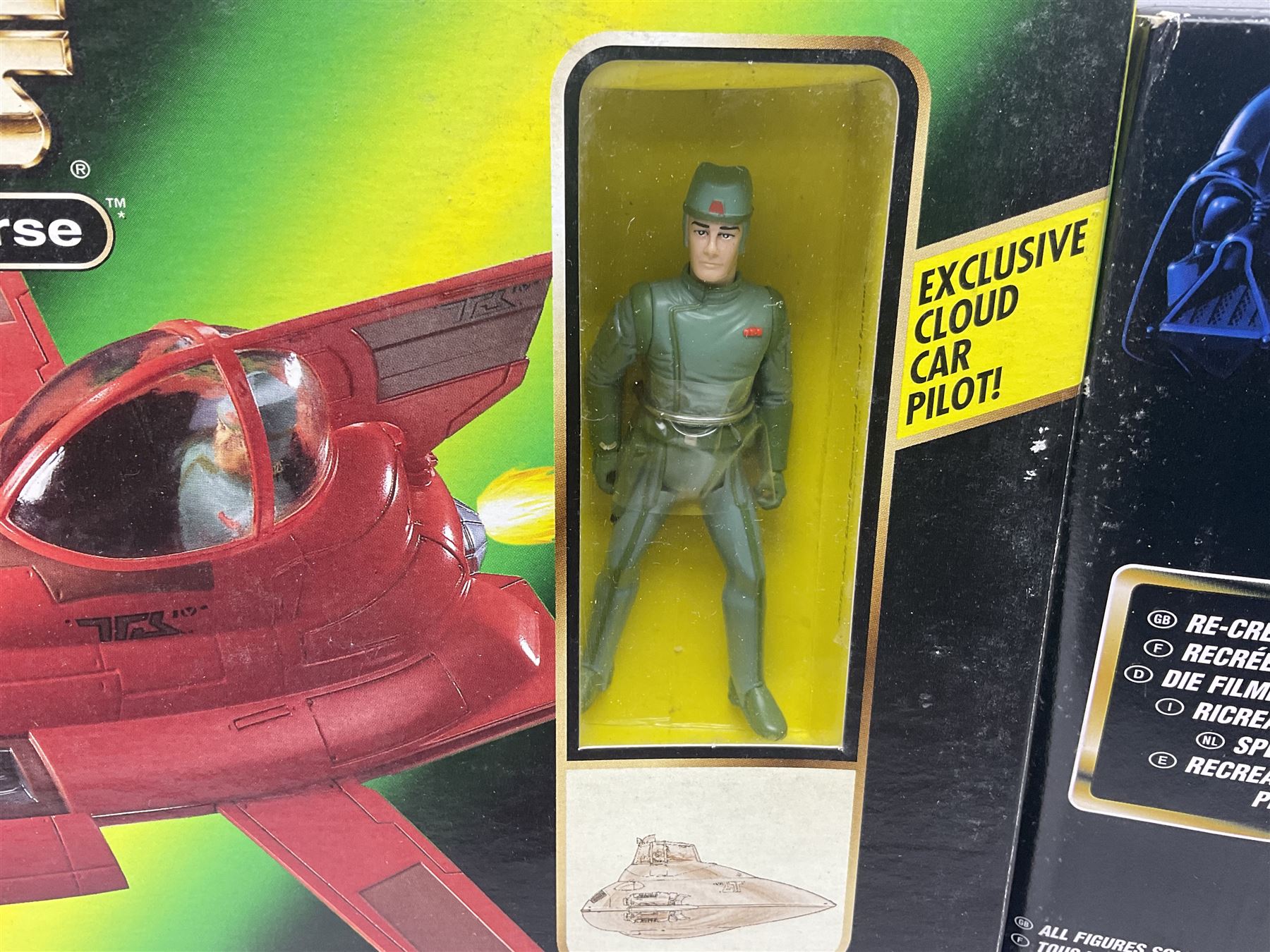 Star Wars - La Guerra De Las Galaxias La Guerre Des Etoiles/Shadows of the Empire - TIE Fighter; Cloud Car; Airspeeder; Landspeeder; Death Star Escape; Detention Block Rescue; Imperial Speeder Bike; Boba Fett IG-88; and Crowd Control Stormtrooper; all boxed/carded (9)