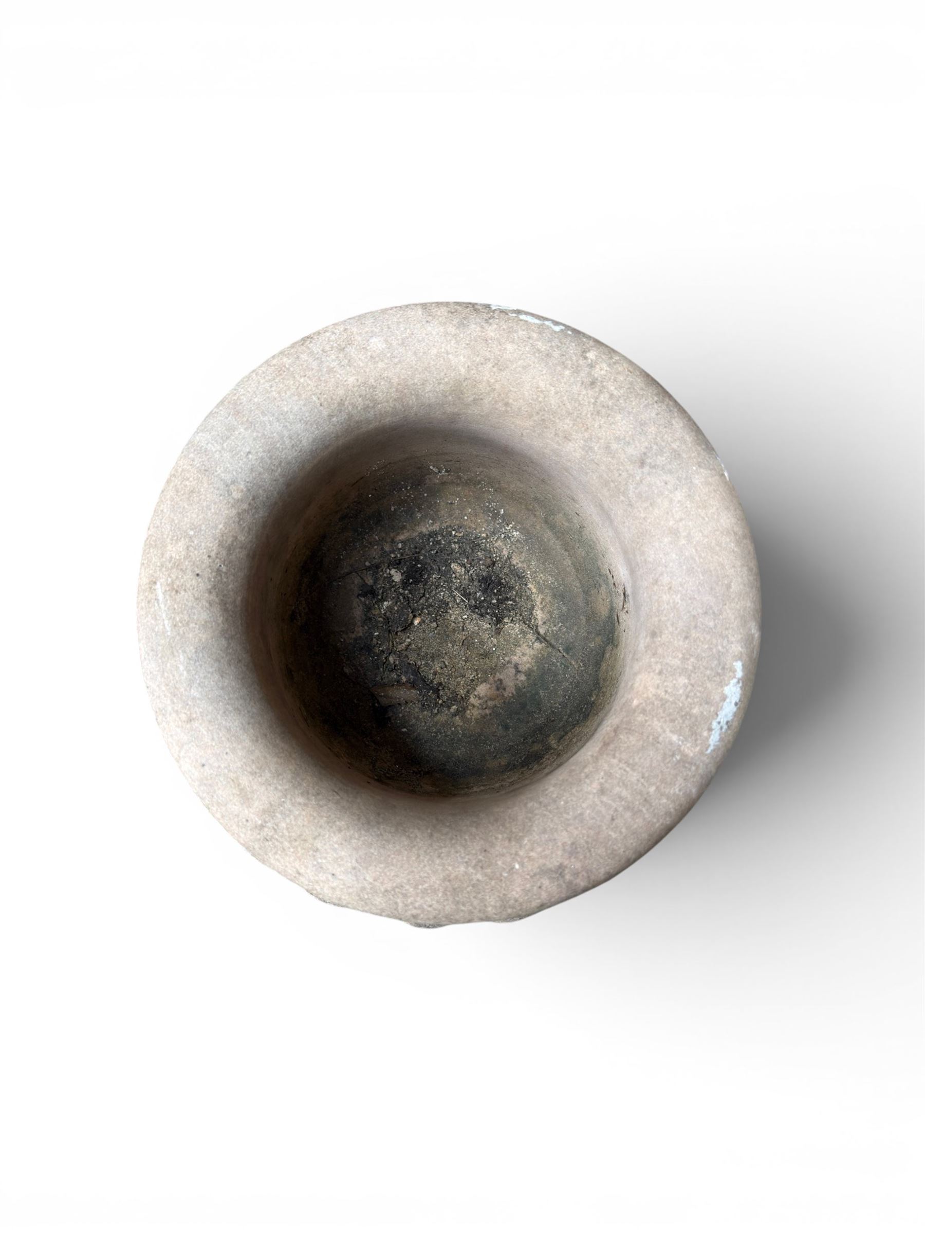 Small marble campana pedestal urn, fluted lobes raised on circular pedestal foot