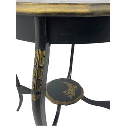Early 20th century black painted and gilded centre table