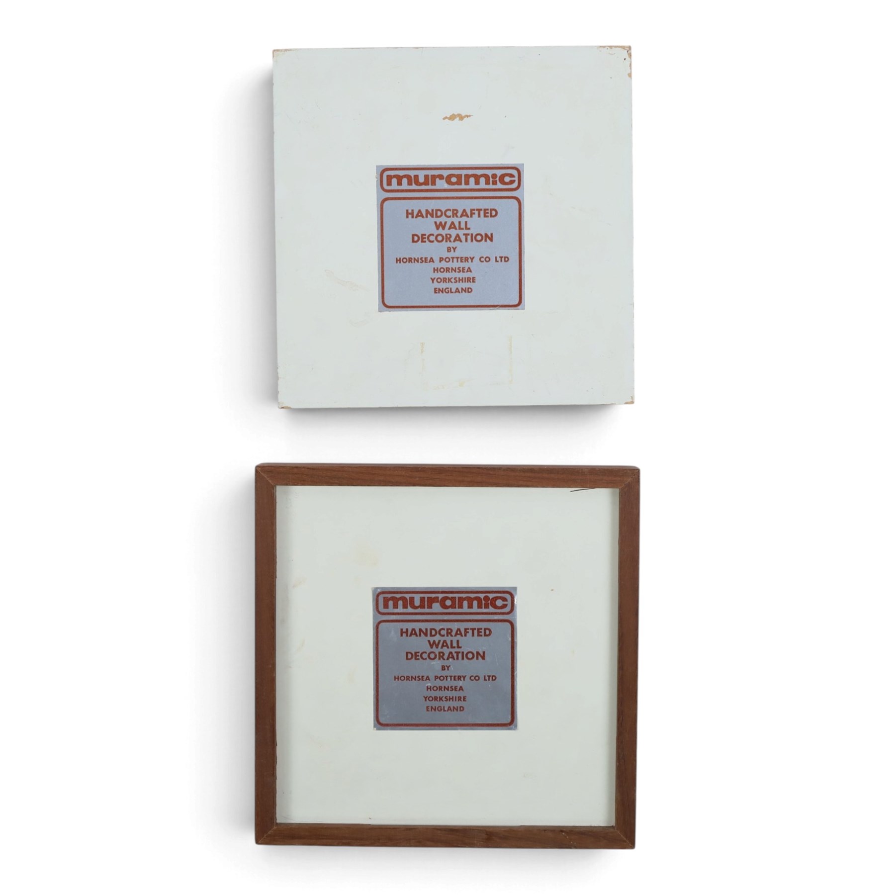Two 1960's Hornsea pottery Muramic plaques designed by John Clappison, comprising framed example in the form a stylised figure of a lady and an unframed example in the form of a bird, H45cm