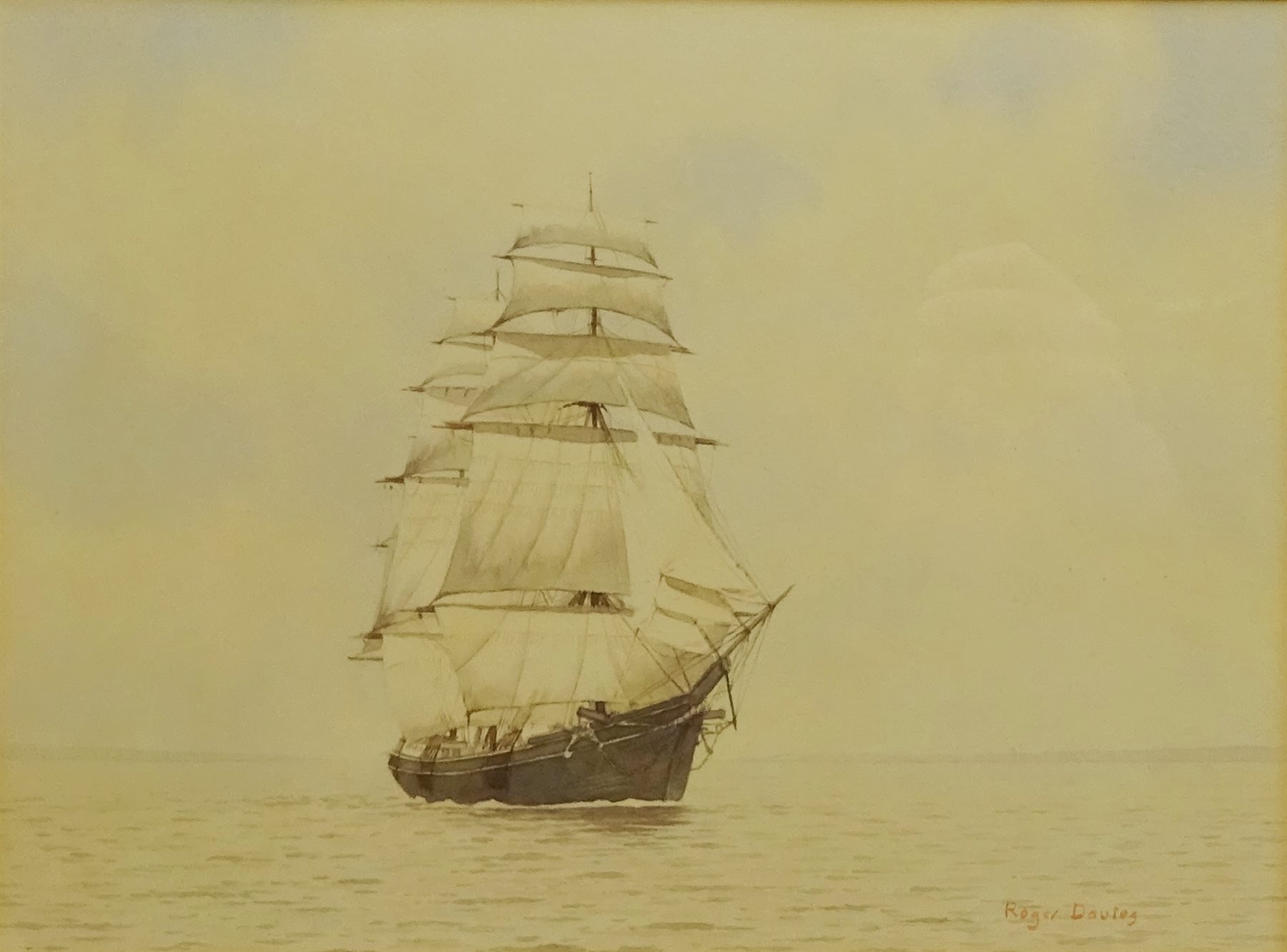 Roger Davies (British 1945) 'Golden Sea', watercolour signed, titled