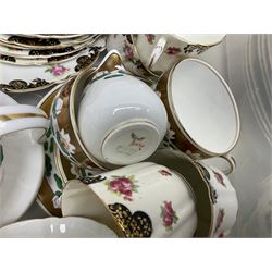 Royal Cauldon Victoria pattern dinner wares to include lidded tureen, dinner plates and twin handled soup bowls, together with Bisto and Blairs tea wares, cased fish slice and fork, silver plated metalware etc in two boxes