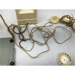 White Bakelite telephone, with alphabet dial, brown braided handset cord and a base draw, marked 332 to the base, together with an additional White Bakelite handset and draw