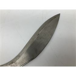 Post WW2 Gurkha kukri, in leather scabbard complete with two skinning knives, 42cm overall