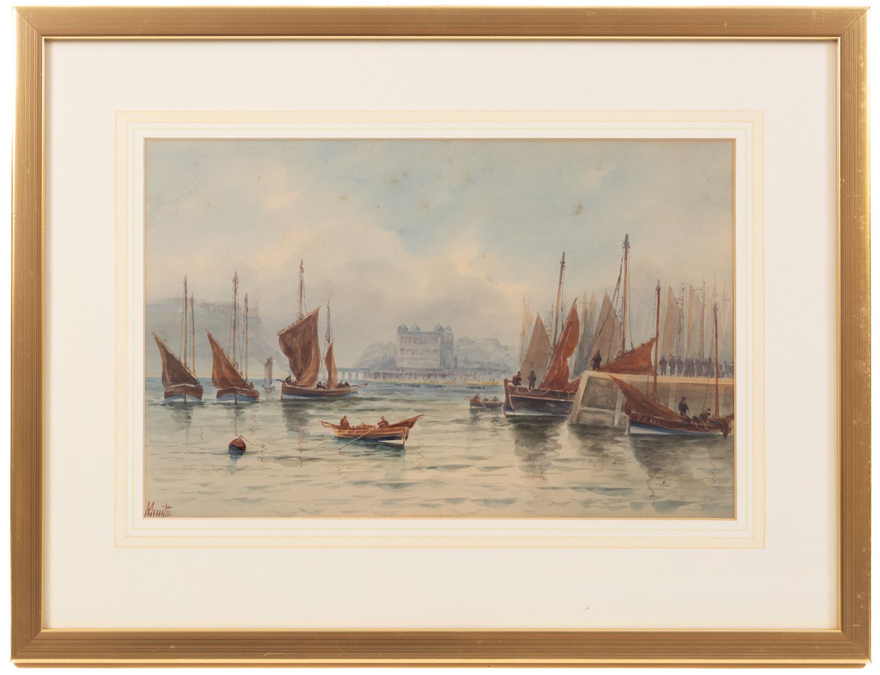 John Wynne Williams (British fl.1900-1920): Whitehead Hill and St Marys Steps, pair watercolours signed 24cm x 15cm; Austen Smith (British Early 20th Century): View towards Scarborough Castle, watercolour signed and dated 1913, 10.5cm x 17.5cm; A Smith (British Early 20th Century): Scarborough Harbour Scenes, pair watercolours signed 22cm x 34.5cm (5)