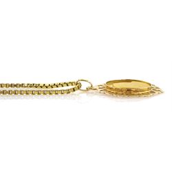 18ct gold pendant, on 9ct gold box link chain necklace