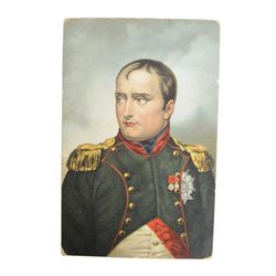 Three postcards of Napoleon, comprising JOB as L'Empereur, Napoleon in Chasseur a Cheval de la Garde tunic and Napoleon by J.L.E. Meissonier
