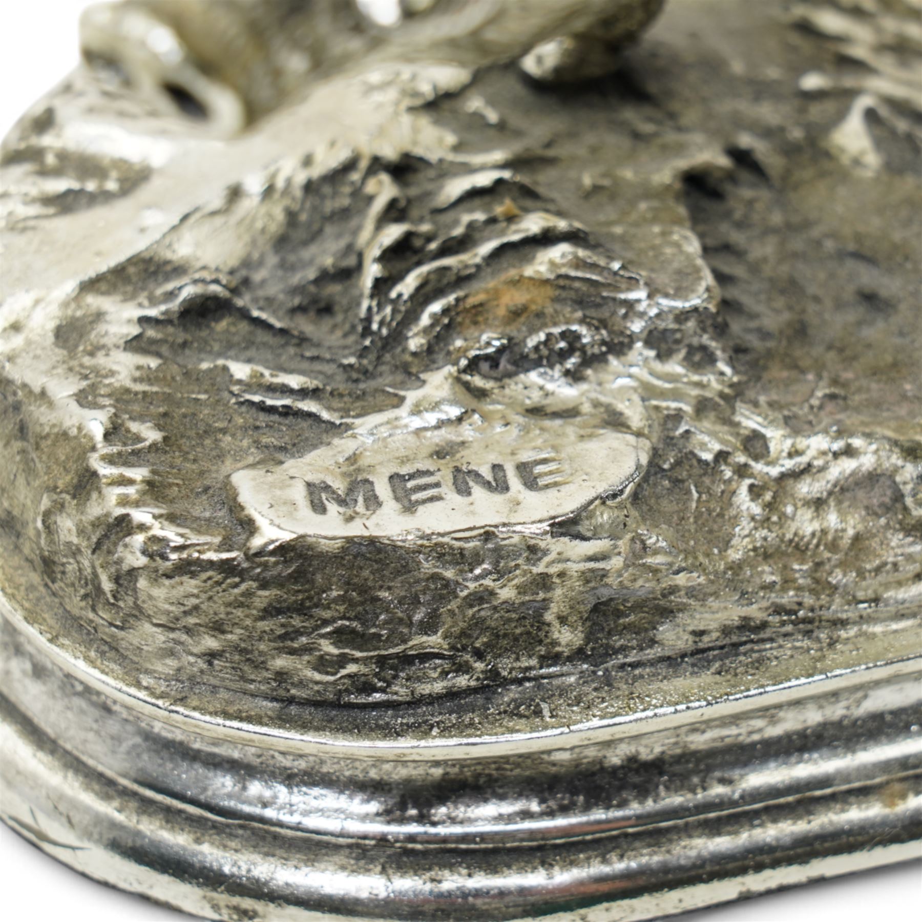 Silvered model of a pig, after Pierre Jules Mene, W21cm