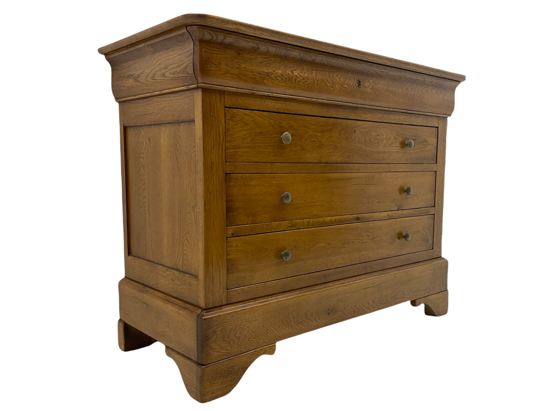 Barre Dugue - French oak five drawer chest with three drawers and frieze drawer at top and one at bottom 
