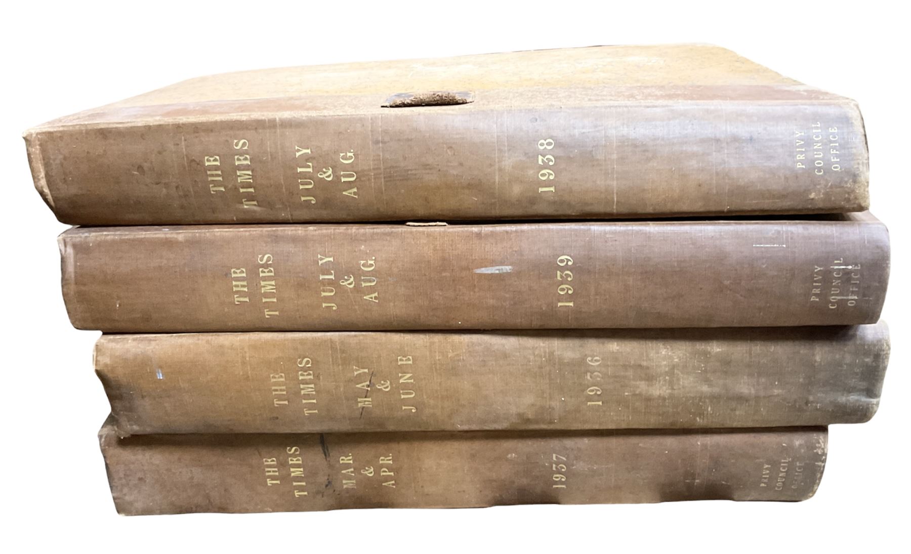 The Times Newspaper; an archive of The Times newspapers bound as four albums, comprising 1936 May & June, 1937 March & April, 1939 July & August 